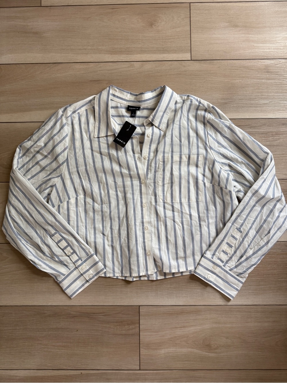 NWT Torrid Striped Collared Button-down Cropped Blouse 14/16